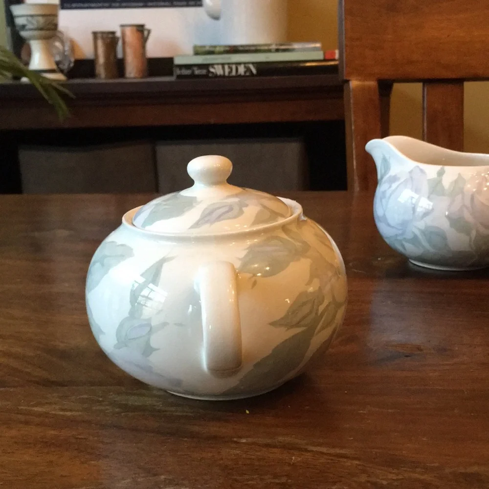 2 Crate & Barrel Creamer & Sugar Bowl Camden Gardens by Kathleen Wills England